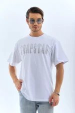 Unisex Oversize Taşlı Bisiklet Yaka T-Shirt