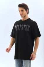 Unisex Oversize Taşlı Bisiklet Yaka T-Shirt - Görsel 4
