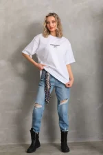 Unisex Baskılı Oversize T-Shirt - Görsel 4