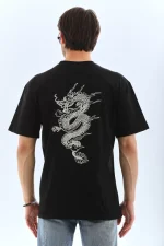 Unisex Oversize Baskılı Bisiklet Yaka T-Shirt - Görsel 2