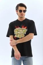 Unisex Oversize Baskılı Bisiklet Yaka T-Shirt - Görsel 3