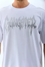 Unisex Oversize Taşlı Bisiklet Yaka T-Shirt - Görsel 3
