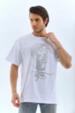 Unisex Oversize Taşlı Bisiklet Yaka T-Shirt - Görsel 4
