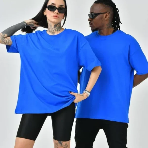 Unisex Basic Bisiklet Yaka Oversize T-Shirt