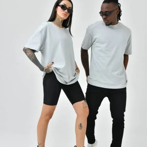 Unisex Basic Bisiklet Yaka Oversize T-Shirt