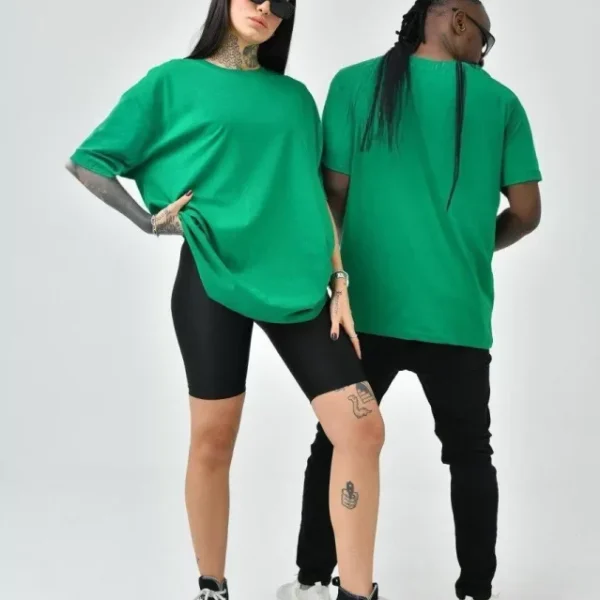 Unisex Basic Bisiklet Yaka Oversize T-Shirt