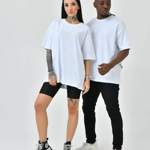 Unisex Basic Bisiklet Yaka Oversize T-Shirt