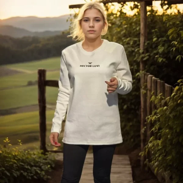 Unisex Bisiklet Yaka Uzun Kollu T-Shirt