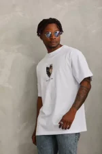 Unisex Oversize Baskılı Bisiklet Yaka T-Shirt - Görsel 4