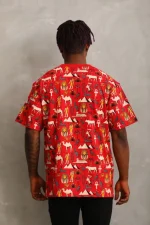 Unisex Oversize Baskılı Bisiklet Yaka T-Shirt - Görsel 2