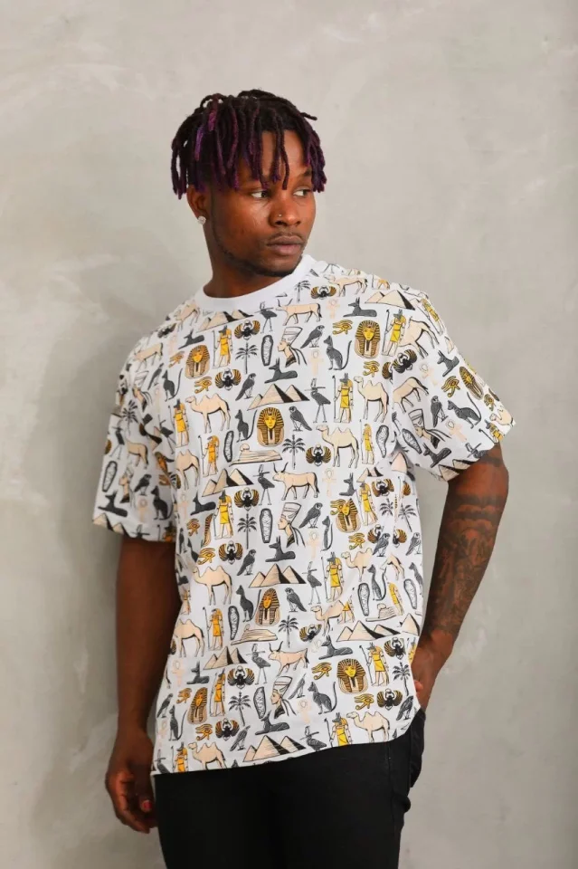 33ece192e9ee26d1d12d5cdb6bda57a8_87421-0.jpg Unisex Oversize Baskılı Bisiklet Yaka T-Shirt - Görsel 1