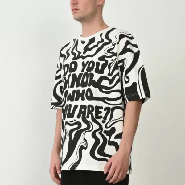 Unisex Baskılı Bisiklet Yaka Oversize T-Shirt