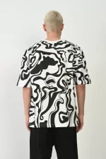 Unisex Baskılı Bisiklet Yaka Oversize T-Shirt - Görsel 3