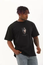 Unisex Oversize Baskılı Bisiklet Yaka T-Shirt - Görsel 2