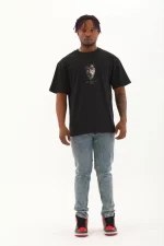 Unisex Oversize Baskılı Bisiklet Yaka T-Shirt - Görsel 3
