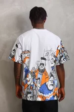 Unisex Oversize Baskılı Bisiklet Yaka T-Shirt - Görsel 2