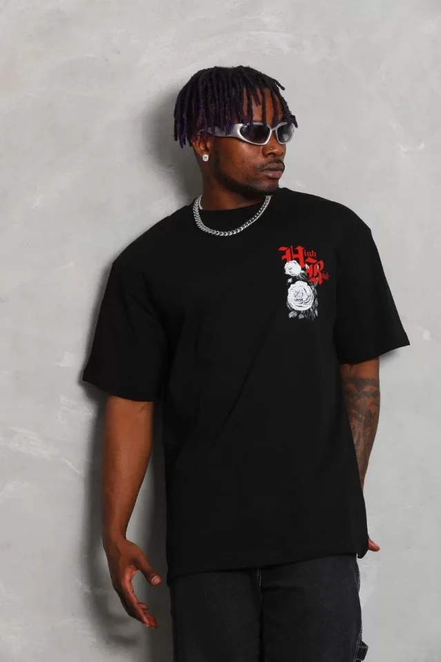 33ece192e9ee26d1d12d5cdb6bda57a8_87543-0.jpg Unisex Oversize Baskılı Bisiklet Yaka T-Shirt - Görsel 1