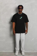 Unisex Oversize Baskılı Bisiklet Yaka T-Shirt - Görsel 3