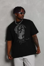 Unisex Oversize Taşlı Bisiklet Yaka T-Shirt - Görsel 2