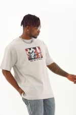 Unisex Oversize Baskılı Bisiklet Yaka T-Shirt - Görsel 2