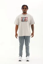 Unisex Oversize Baskılı Bisiklet Yaka T-Shirt - Görsel 4