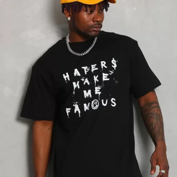 Unisex Oversize Baskılı Bisiklet Yaka T-Shirt