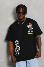 Unisex Oversize Baskılı Bisiklet Yaka T-Shirt - Görsel 3