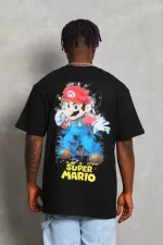 Unisex Oversize Baskılı Bisiklet Yaka T-Shirt - Görsel 4