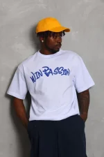 Unisex Oversize Baskılı Bisiklet Yaka T-Shirt