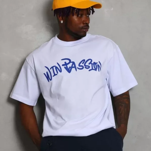 Unisex Oversize Baskılı Bisiklet Yaka T-Shirt