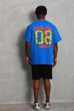 Unisex Oversize Baskılı Bisiklet Yaka T-Shirt - Görsel 2