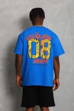Unisex Oversize Baskılı Bisiklet Yaka T-Shirt - Görsel 3