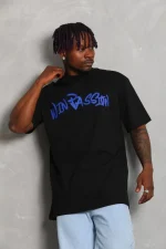Unisex Oversize Baskılı Bisiklet Yaka T-Shirt