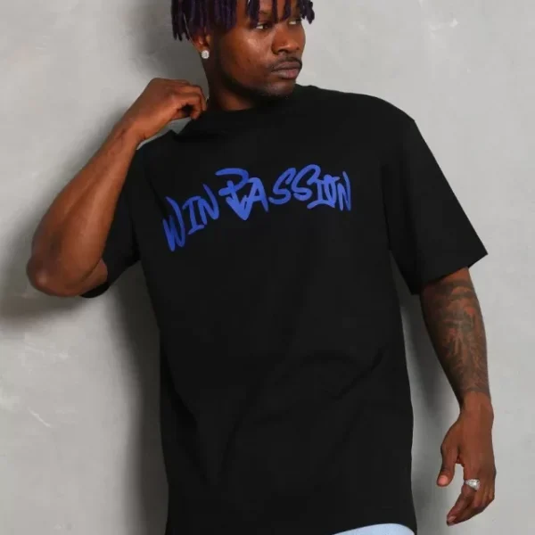 Unisex Oversize Baskılı Bisiklet Yaka T-Shirt