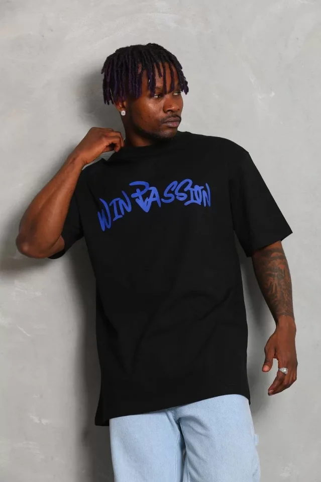 33ece192e9ee26d1d12d5cdb6bda57a8_88184-0.jpg Unisex Oversize Baskılı Bisiklet Yaka T-Shirt - Görsel 1