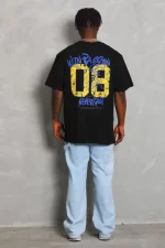 Unisex Oversize Baskılı Bisiklet Yaka T-Shirt - Görsel 2