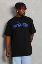 Unisex Oversize Baskılı Bisiklet Yaka T-Shirt - Görsel 3