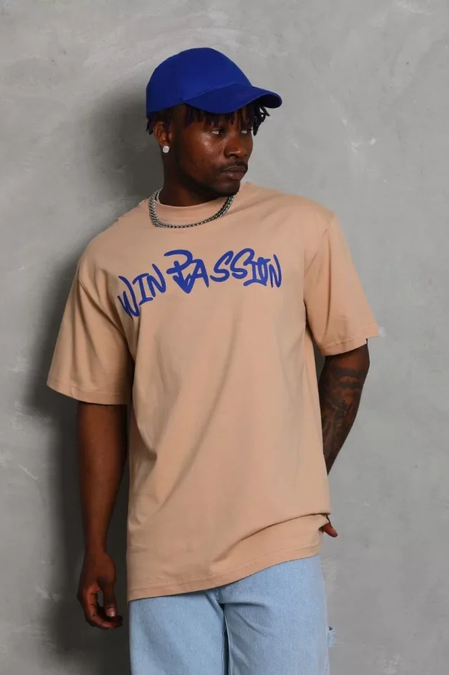 33ece192e9ee26d1d12d5cdb6bda57a8_88193-0.jpg Unisex Oversize Baskılı Bisiklet Yaka T-Shirt - Görsel 1