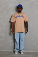 Unisex Oversize Baskılı Bisiklet Yaka T-Shirt - Görsel 2