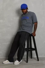Unisex Oversize Baskılı Bisiklet Yaka T-Shirt - Görsel 2