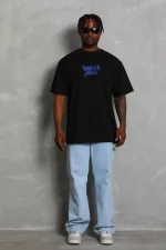 Unisex Oversize Baskılı Bisiklet Yaka T-Shirt - Görsel 4