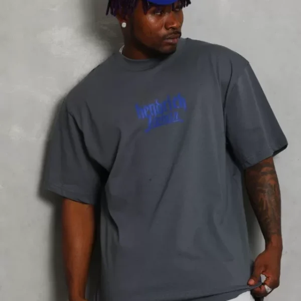 Unisex Oversize Baskılı Bisiklet Yaka T-Shirt