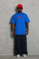 Unisex Oversize Baskılı Bisiklet Yaka T-Shirt - Görsel 2