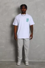 Unisex Oversize Baskılı Bisiklet Yaka T-Shirt