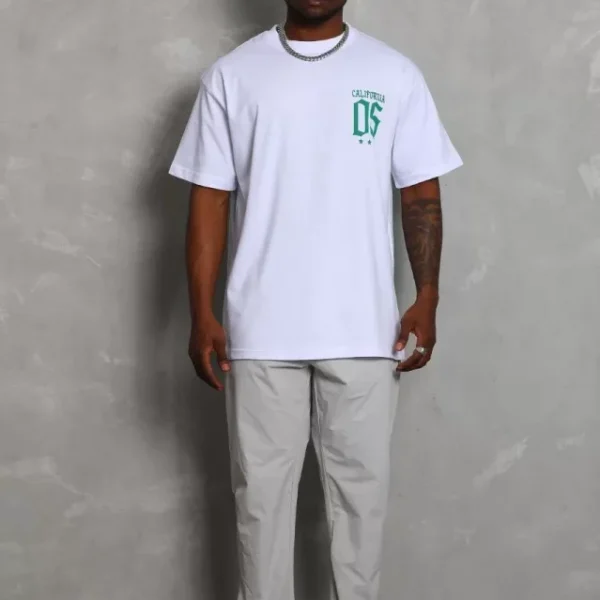 Unisex Oversize Baskılı Bisiklet Yaka T-Shirt