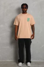 Unisex Oversize Baskılı Bisiklet Yaka T-Shirt