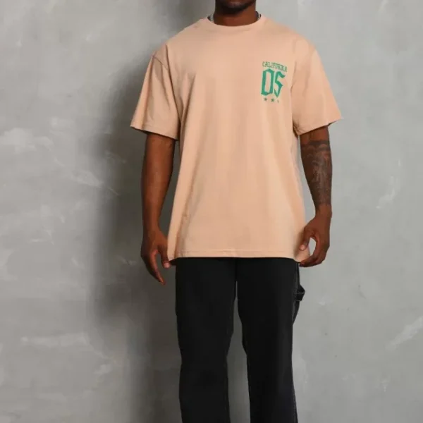 Unisex Oversize Baskılı Bisiklet Yaka T-Shirt
