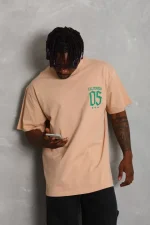 Unisex Oversize Baskılı Bisiklet Yaka T-Shirt - Görsel 3