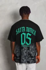 Unisex Oversize Baskılı Bisiklet Yaka T-Shirt - Görsel 3
