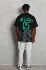 Unisex Oversize Baskılı Bisiklet Yaka T-Shirt - Görsel 4